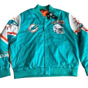 Miami Dolphins Helmet Fanimation Chalk Line Jacket New with Tags!